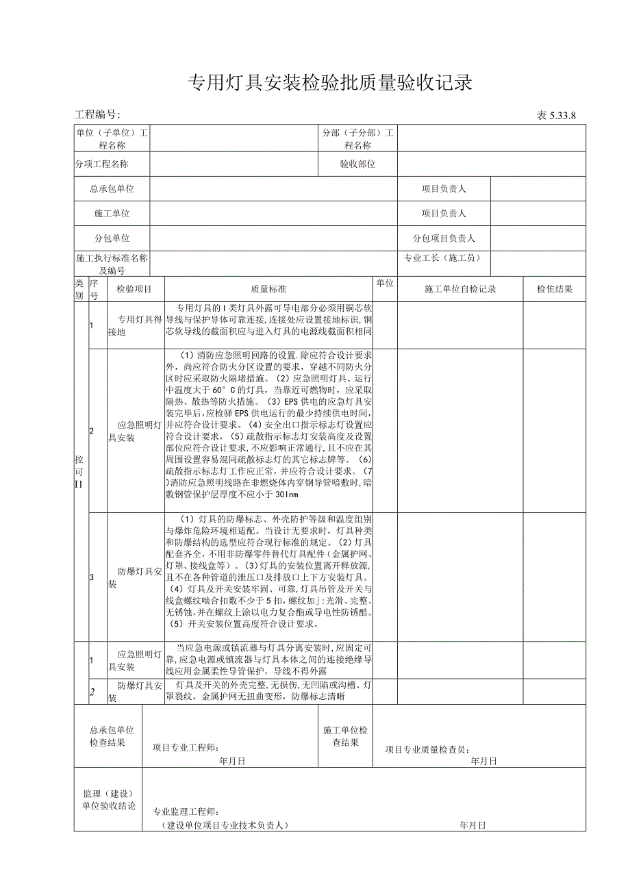 5338专用灯具安装检验批质量验收记录.docx_第1页