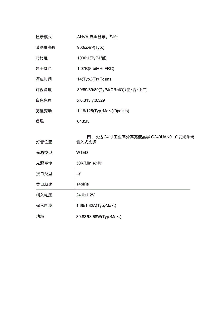 AUO原装24寸工业液晶屏G240UAN010友达24寸显示屏.docx_第3页