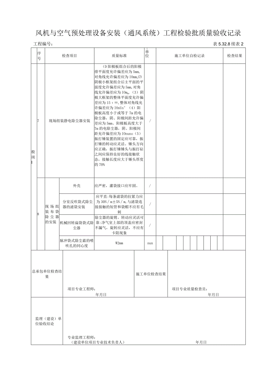 5328风机与空气预处理设备安装（通风系统)工程检验批质量验收记录.docx_第3页