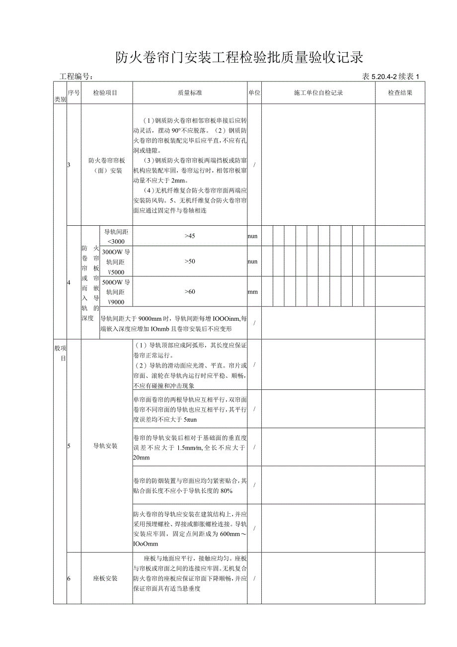 52042 防火卷帘门安装工程检验批质量验收记录.docx_第2页