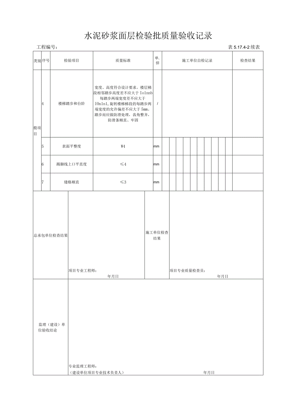 51742 水泥砂浆面层检验批质量验收记录.docx_第2页