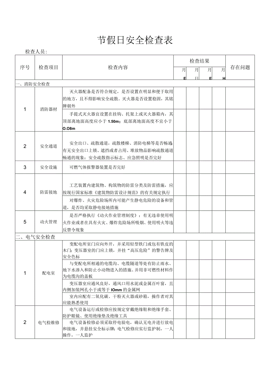 A05002 节假前安全检查表.docx_第1页