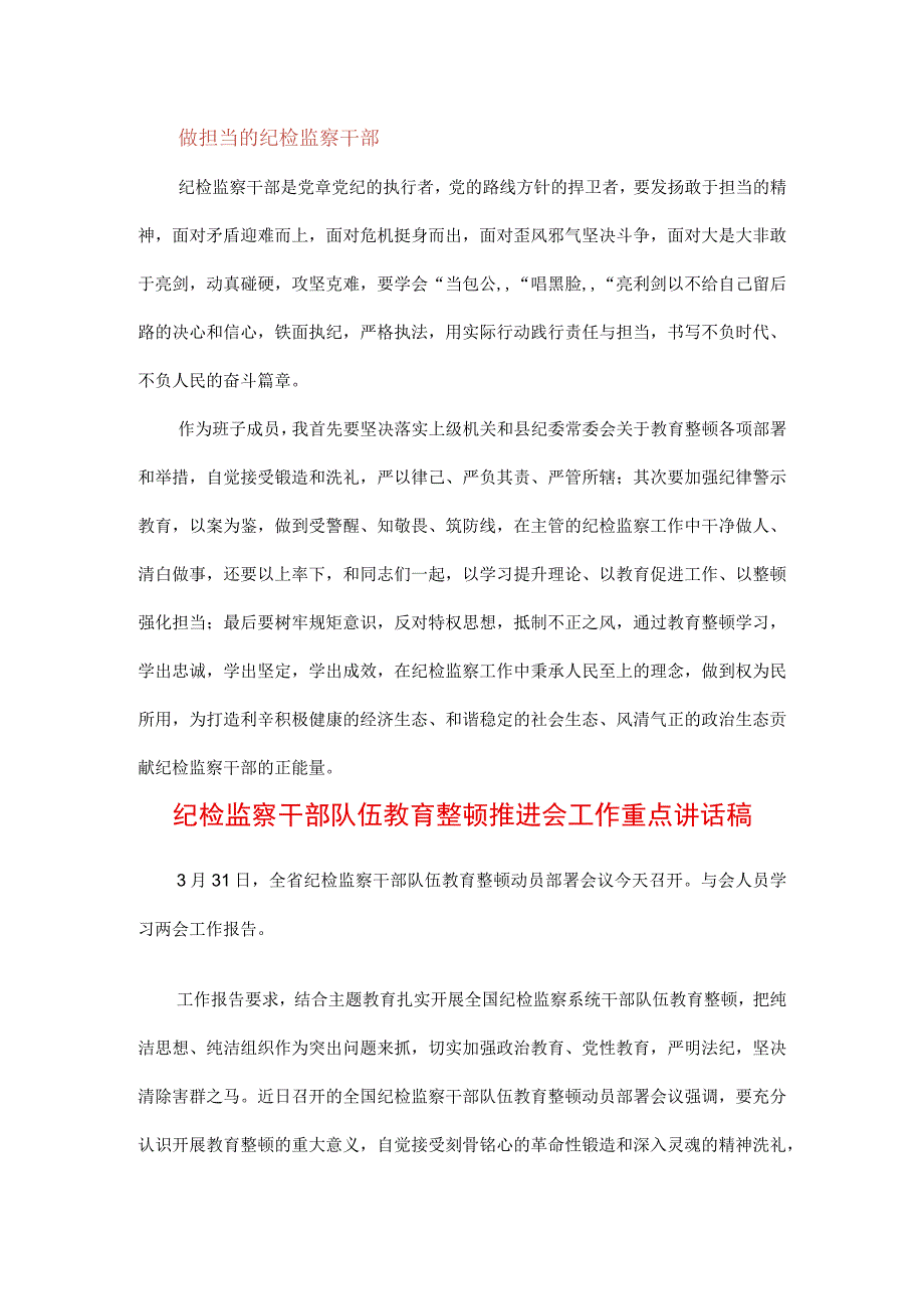 3篇2023年纪检监察干部队伍纪律教育整顿要求及心得感言.docx_第2页