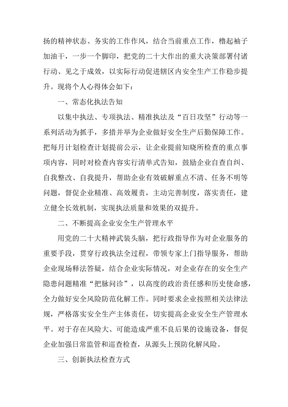 应急管理局执法大队党员干部学习贯彻党的二十大精神心得体会 汇编4份.docx_第3页