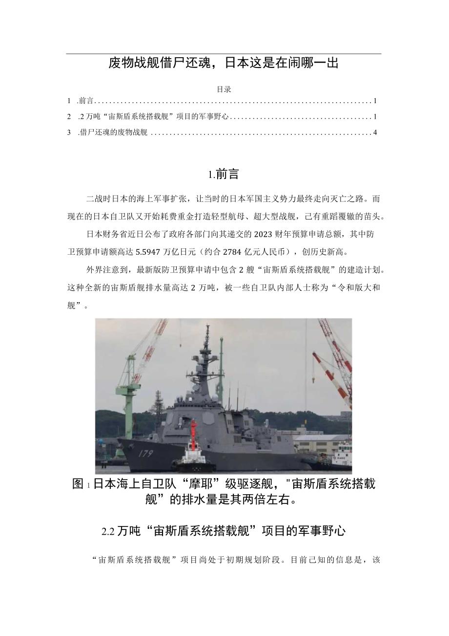 废物战舰借尸还魂日本这是在闹哪一出.docx_第1页