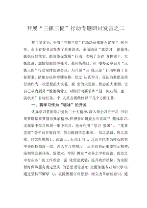 开展三抓三促行动专题研讨发言之二.docx