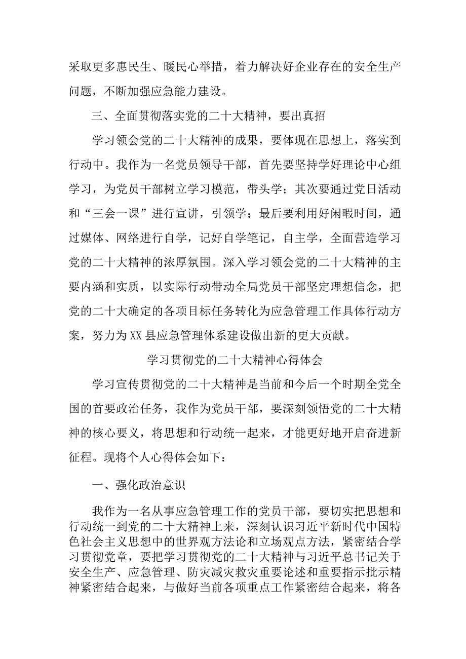 应急管理局执法大队负责人《学习贯彻党的二十大精神》个人心得体会 （汇编11份）.docx_第2页