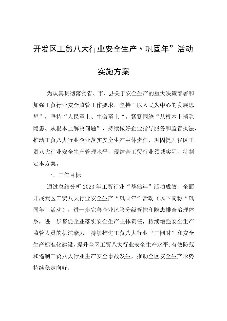 开发区工贸八大行业安全生产巩固年活动实施方案.docx_第1页