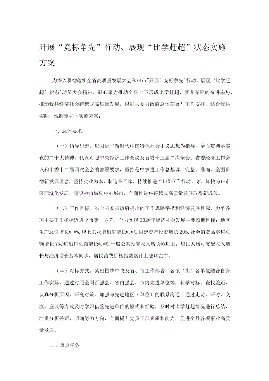 开展竞标争先行动展现比学赶超状态实施方案.docx_第1页