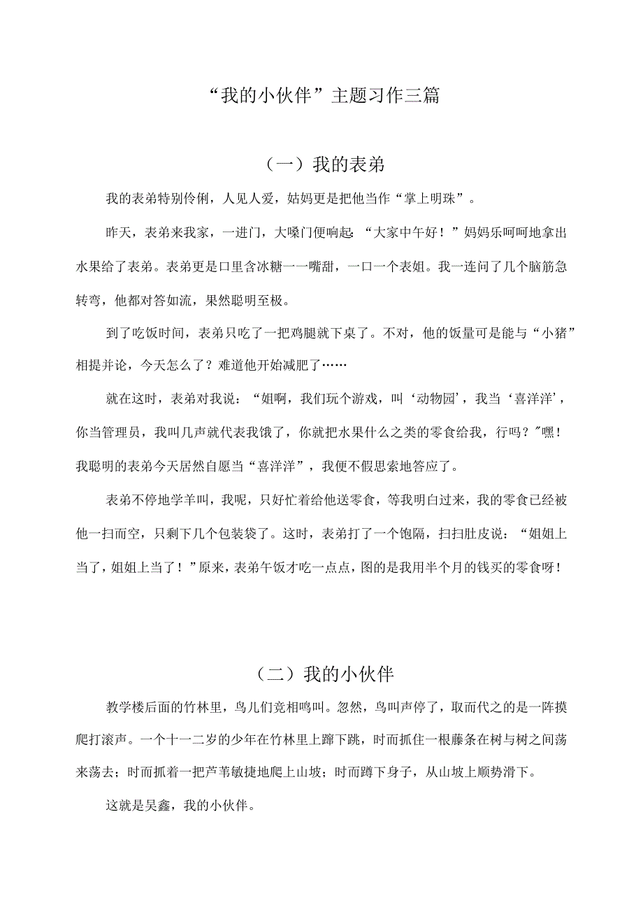 我的小伙伴主题习作三篇.docx_第1页