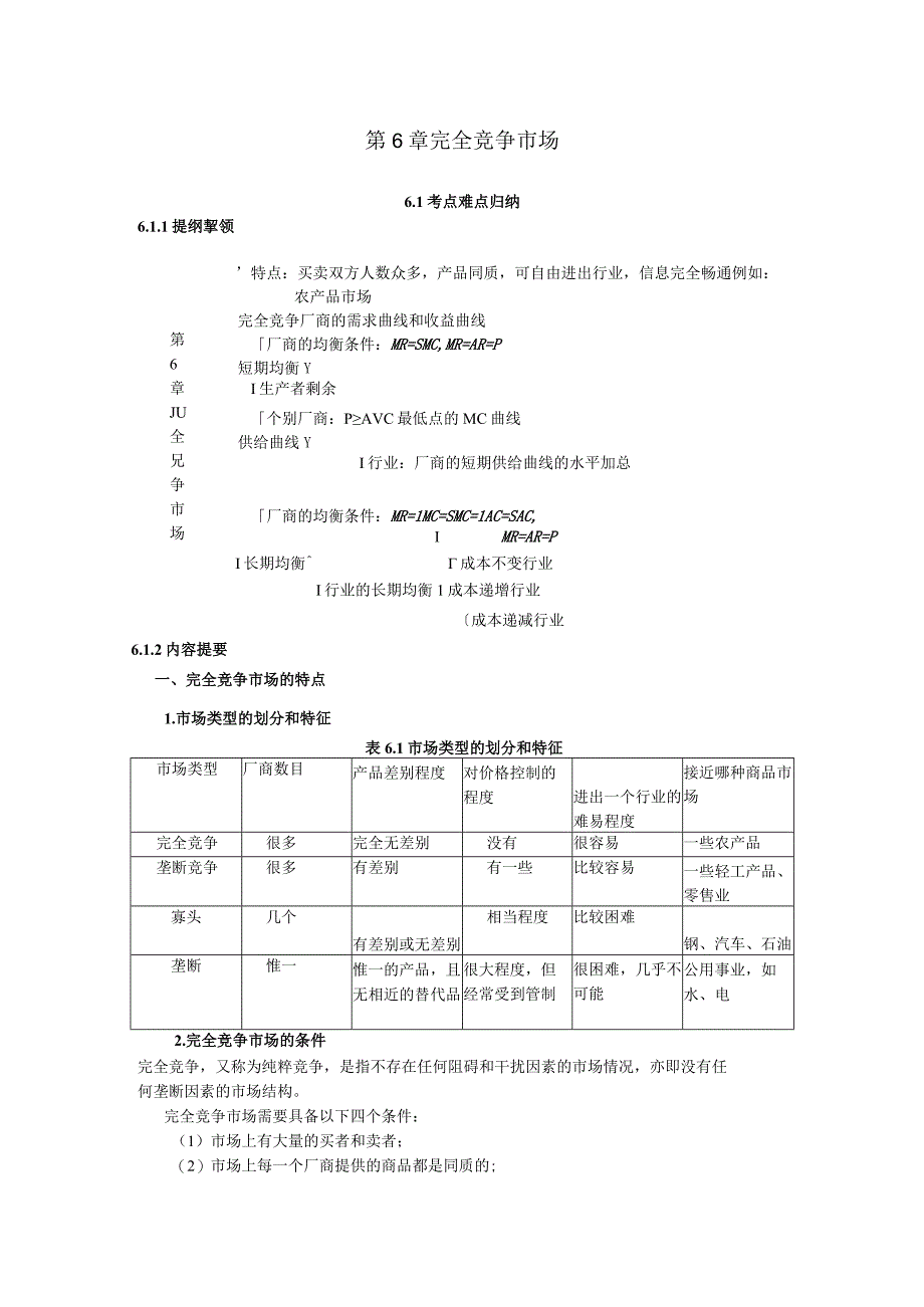 微观经济《西方经济学》考研内容要点第6章 完全竞争市场.docx_第1页