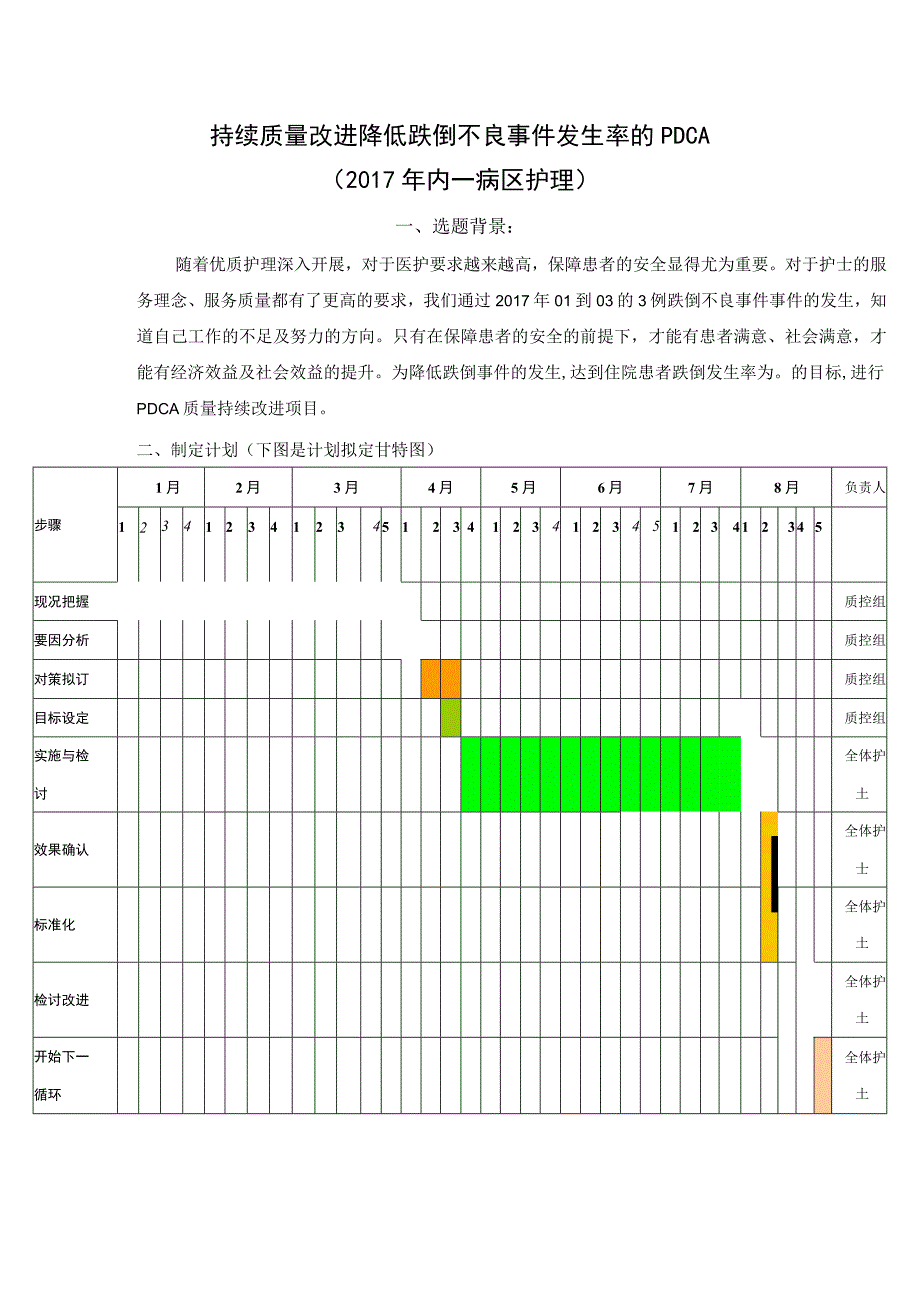 持续质量改进降低跌倒事件的发生率(2019PDCA).docx_第1页