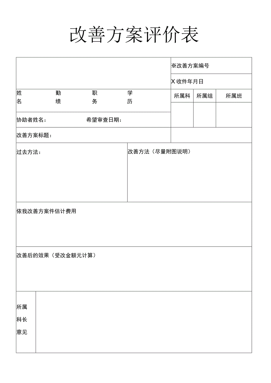 改善方案评价表.docx_第1页