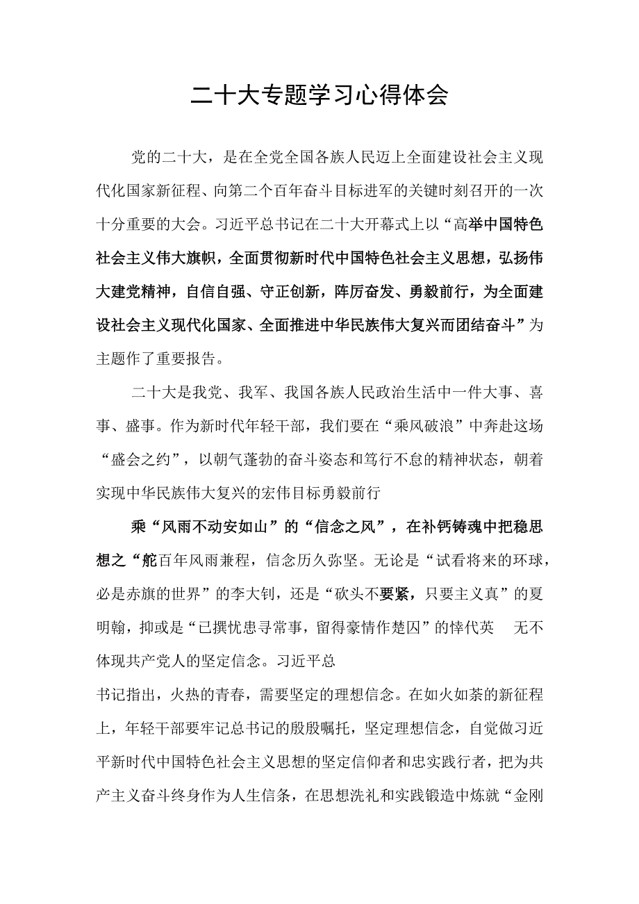 心得二十大专题学习心得体会（4页）.docx_第1页