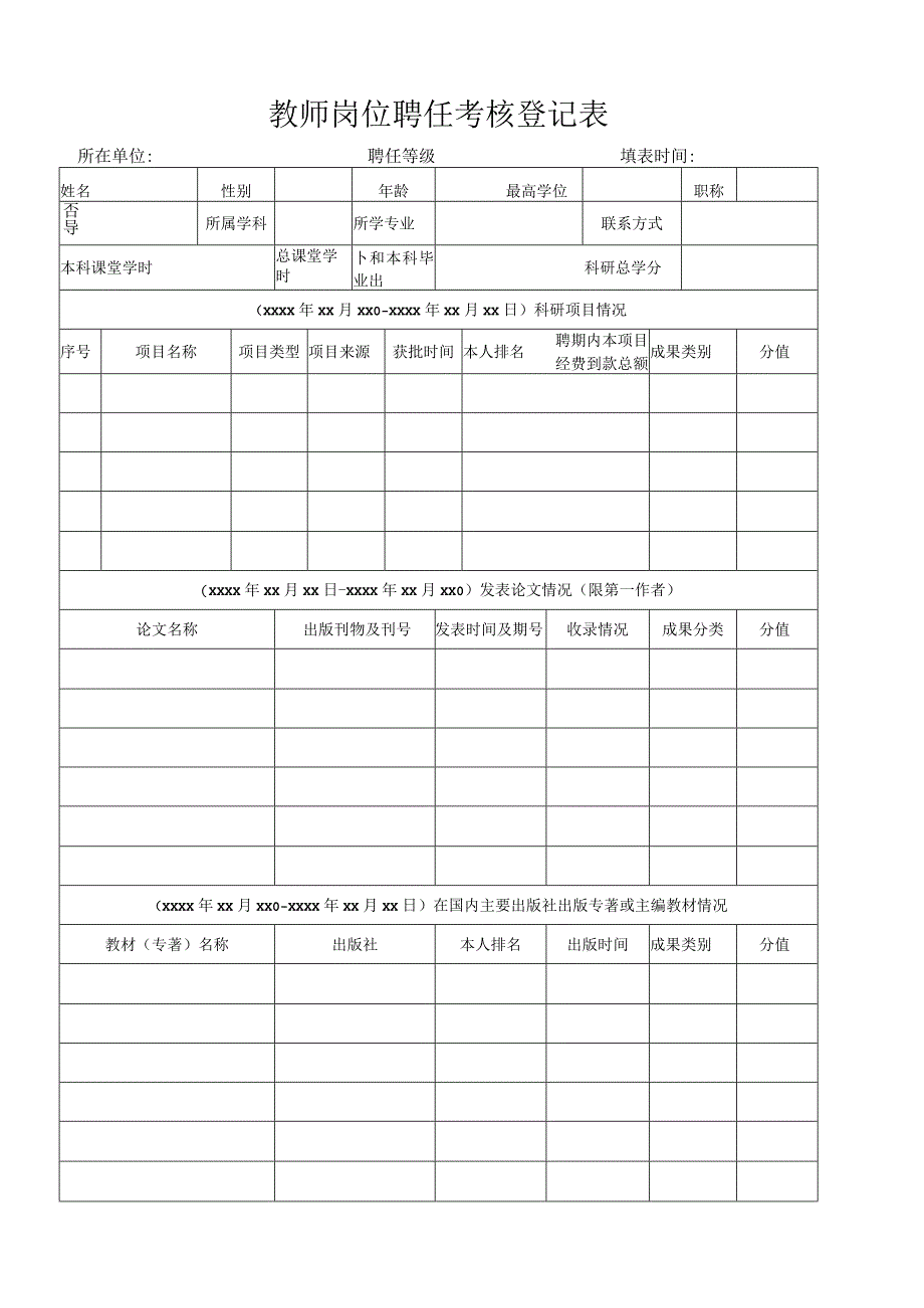 教师岗位聘任考核登记表.docx_第1页