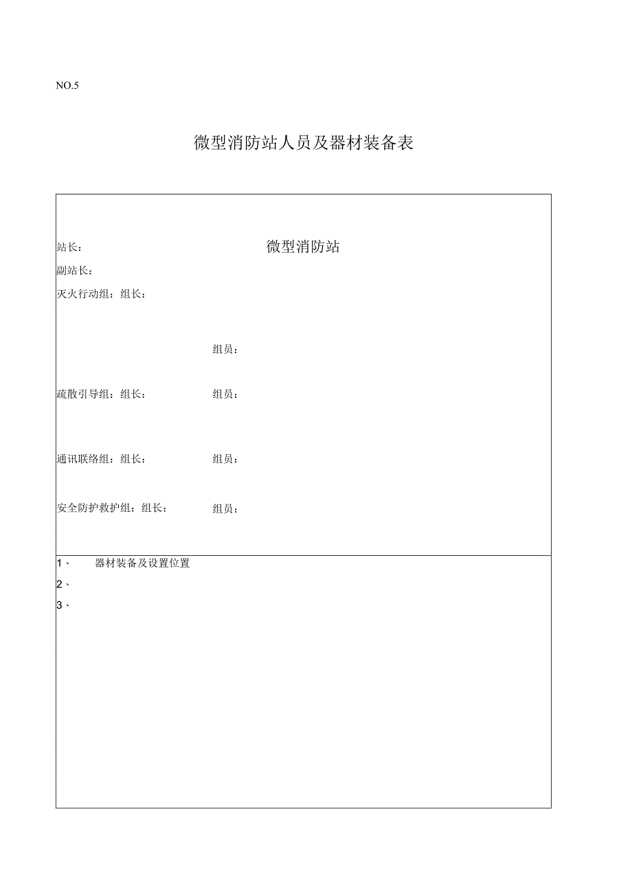 微型消防站人员及器材装备表.docx_第1页