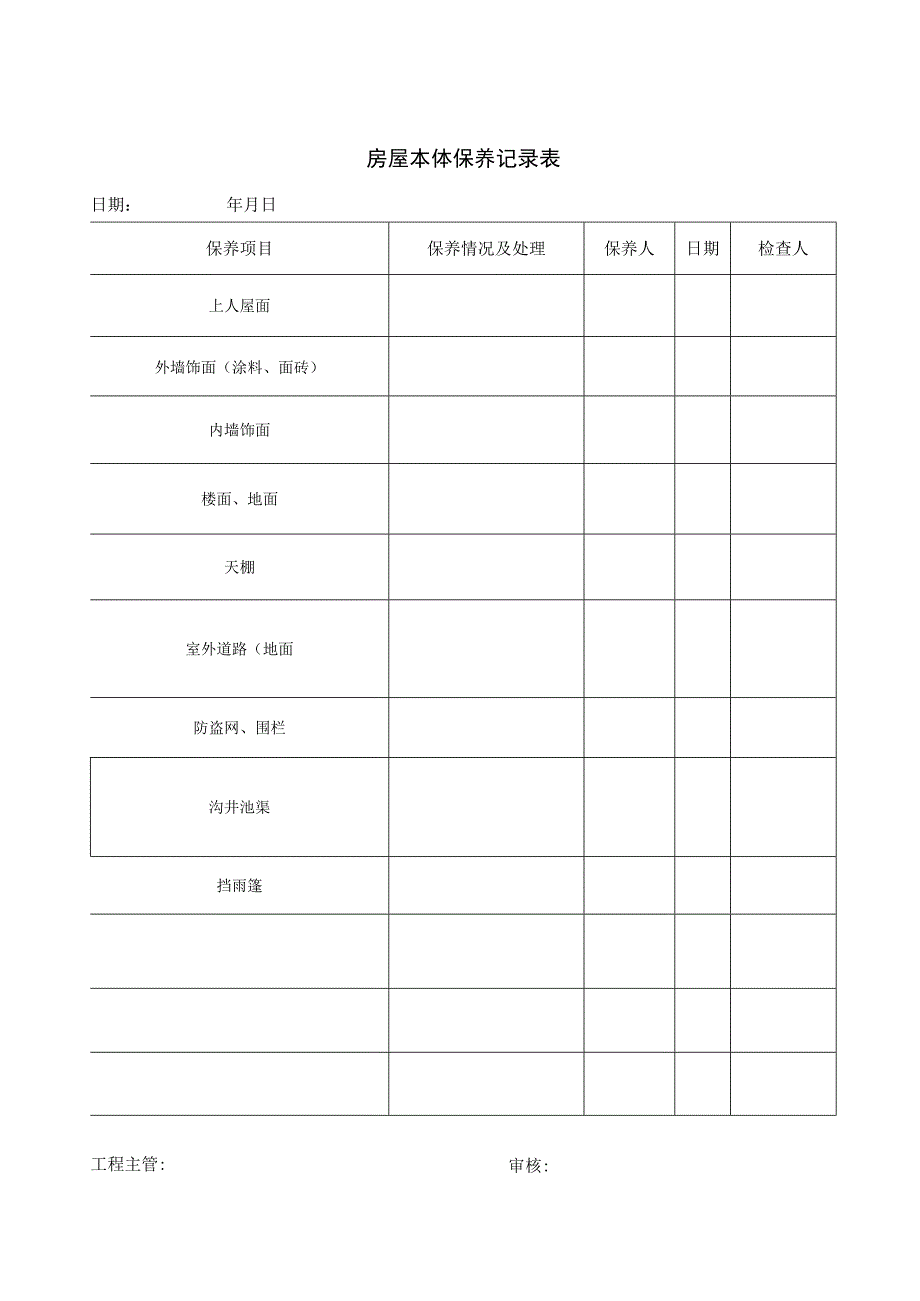 房屋本体保养记录表.docx_第1页