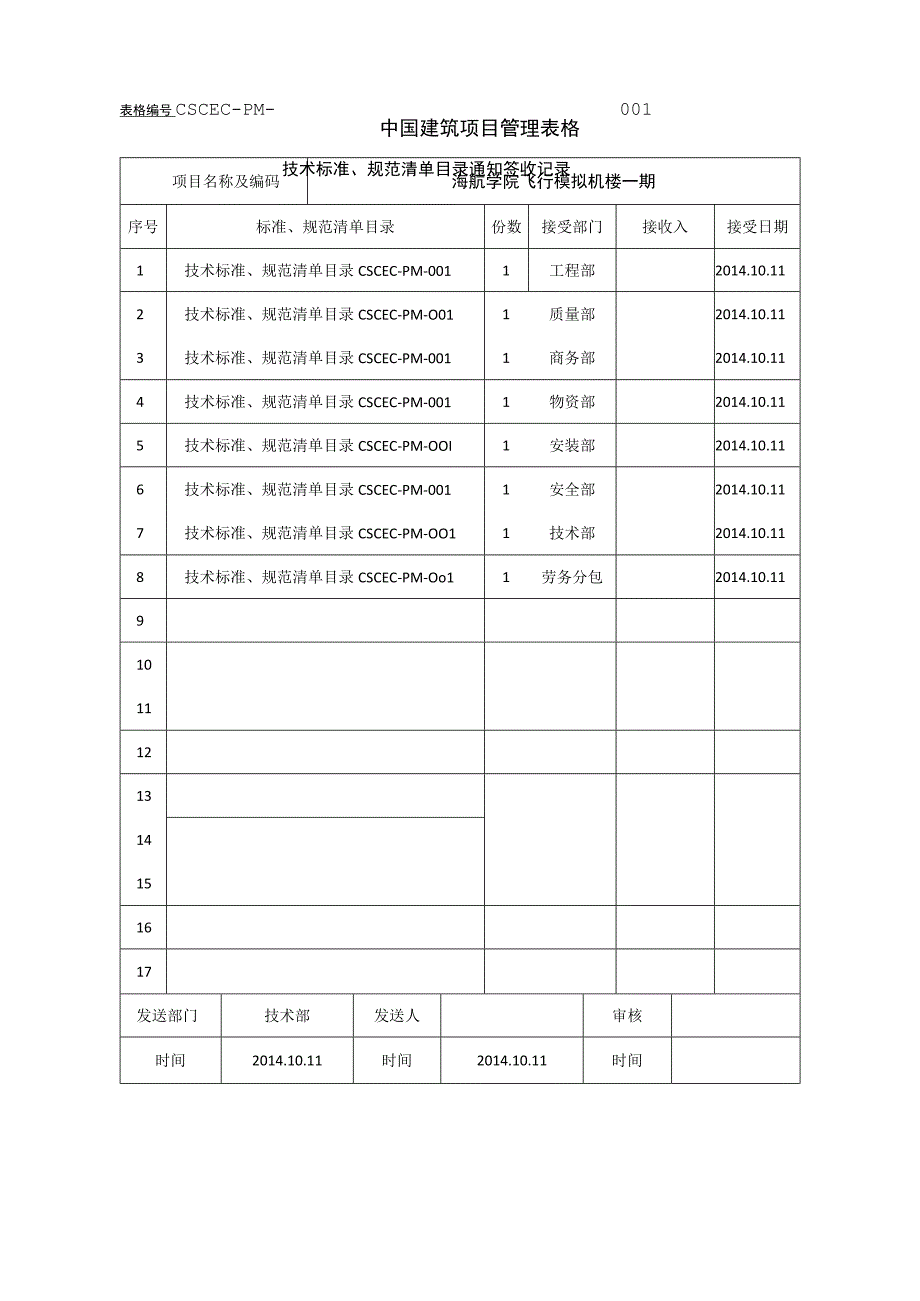 技术标准规范清单目录通知签收记录CSCECPM0805.docx_第1页