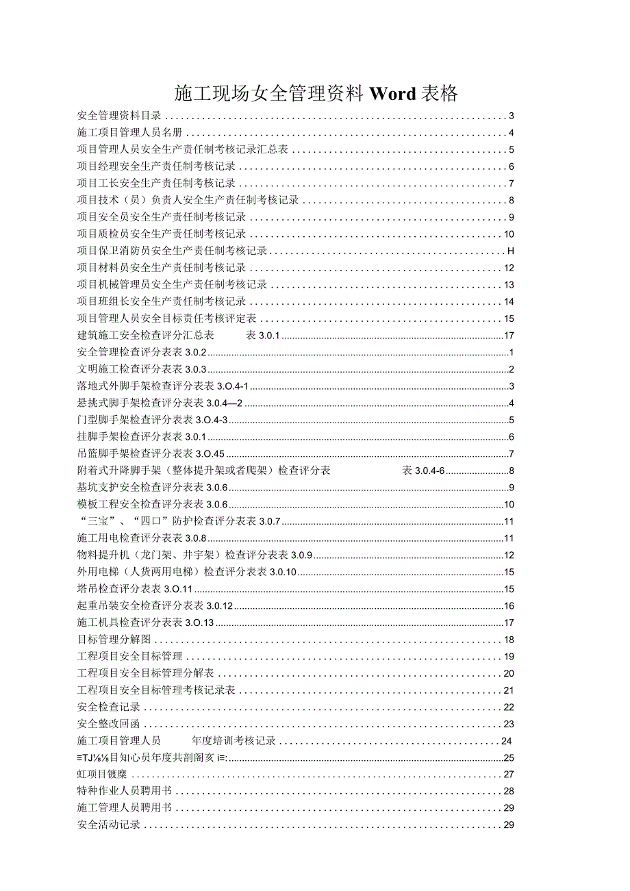 施工现场安全管理资料Word表格.docx_第1页