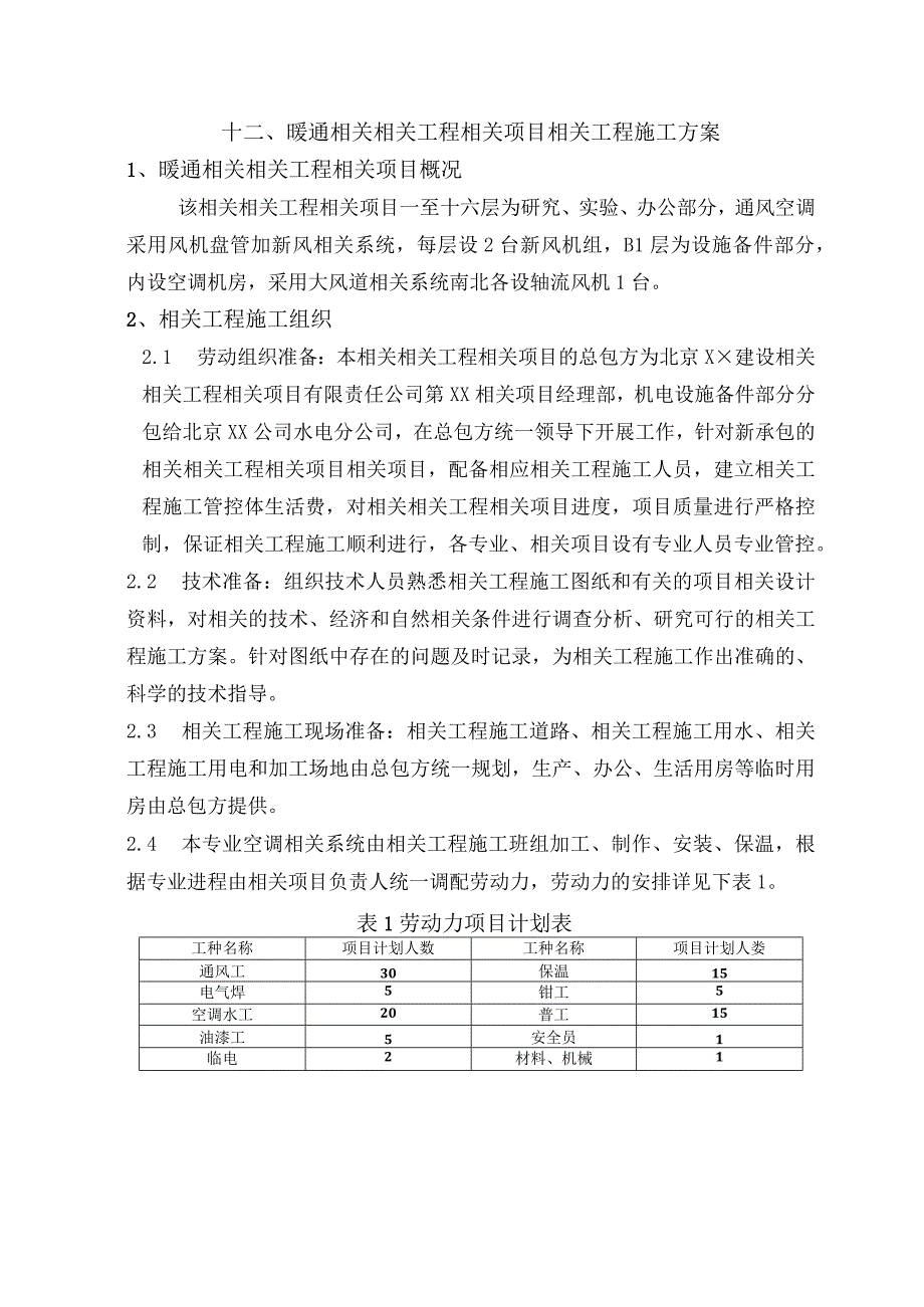 施工组织方案范本暖通工程施工方案.docx_第1页