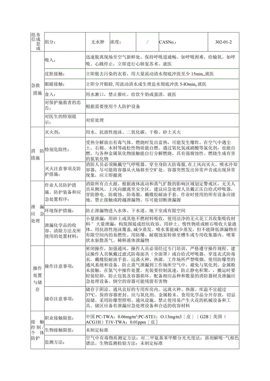 无水肼的安全技术说明书.docx_第2页