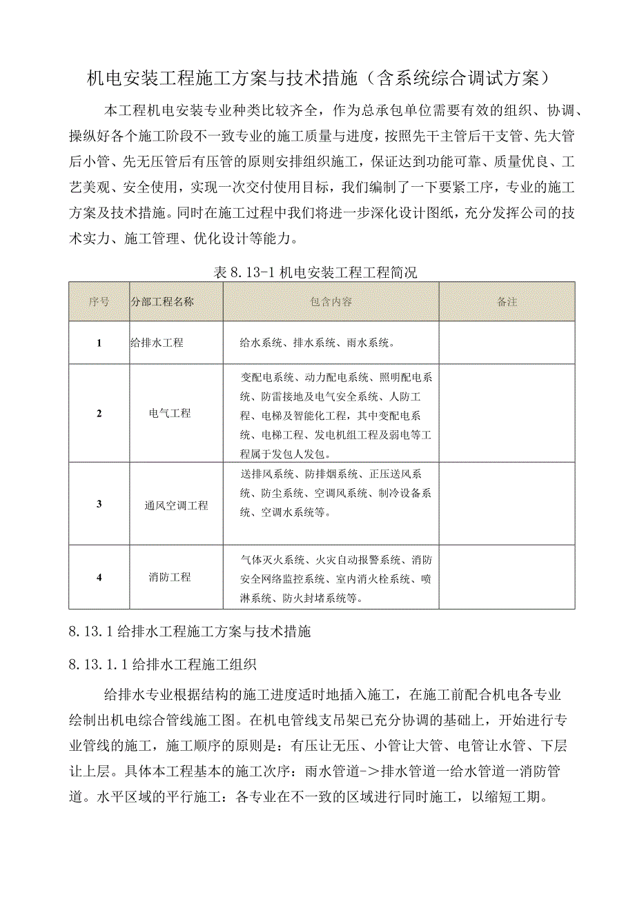 机电安装工程施工方案与技术措施(含系统综合调试方案).docx_第1页