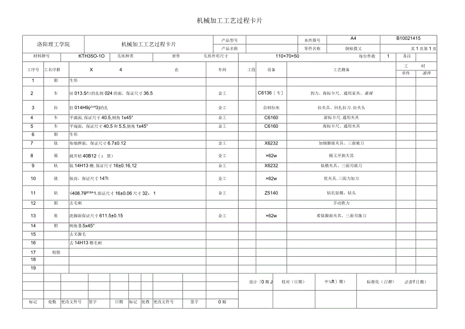 机械加工工序卡片 机械加工工艺过程卡片.docx_第1页