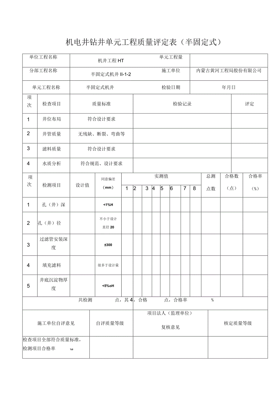 机电井钻井单元工程质量评定表(半固定式).docx_第1页