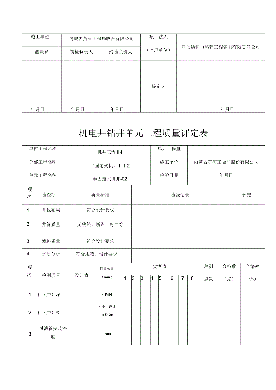 机电井钻井单元工程质量评定表(半固定式).docx_第2页