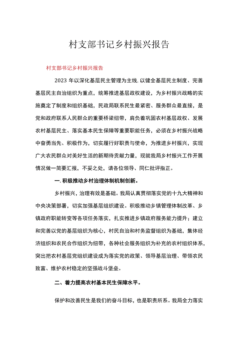 村支部书记乡村振兴报告.docx_第1页