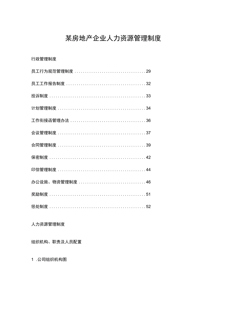 某房地产企业人力资源管理制度.docx_第1页