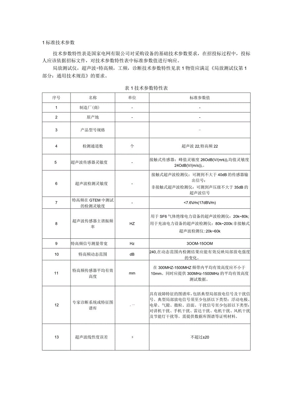 标准 局放测试仪,超声波+特高频,工频,诊断传感器平均有效高度≥10采购技术范本（专用部分）.docx_第3页