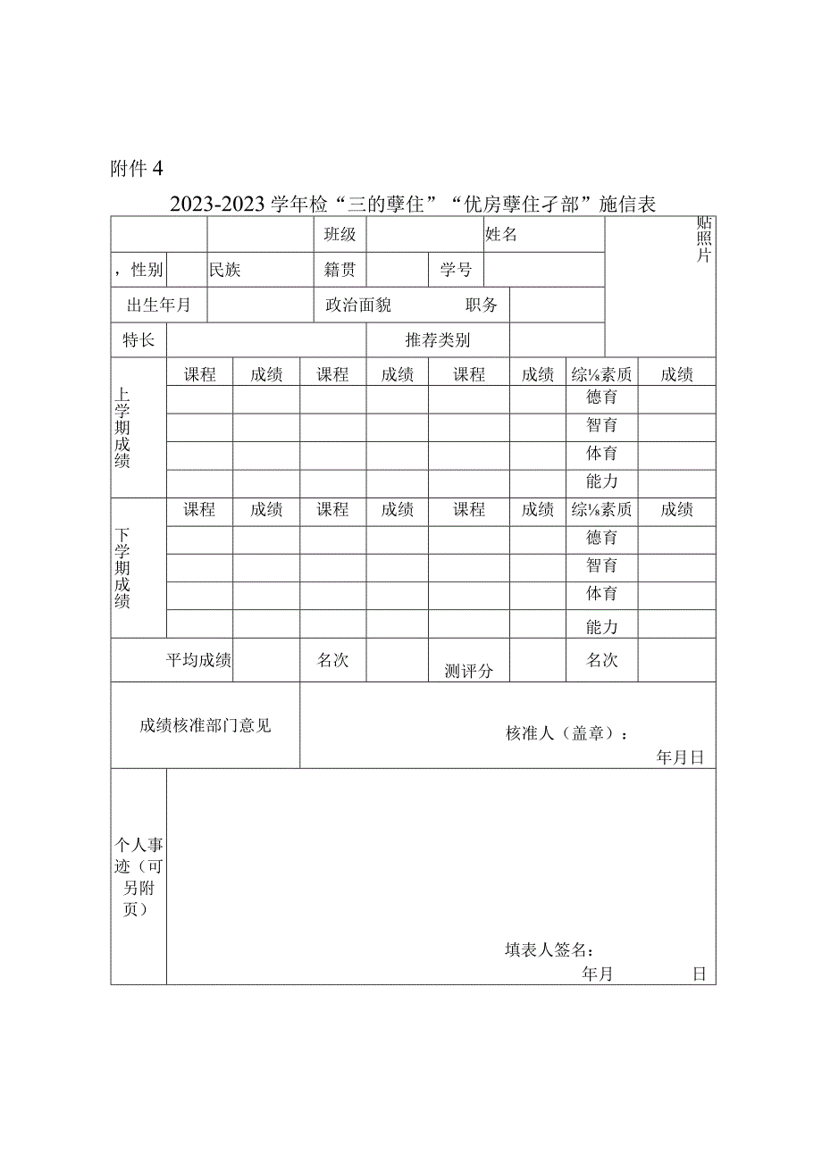 校级三好学生优秀学生干部推荐表模板.docx_第1页