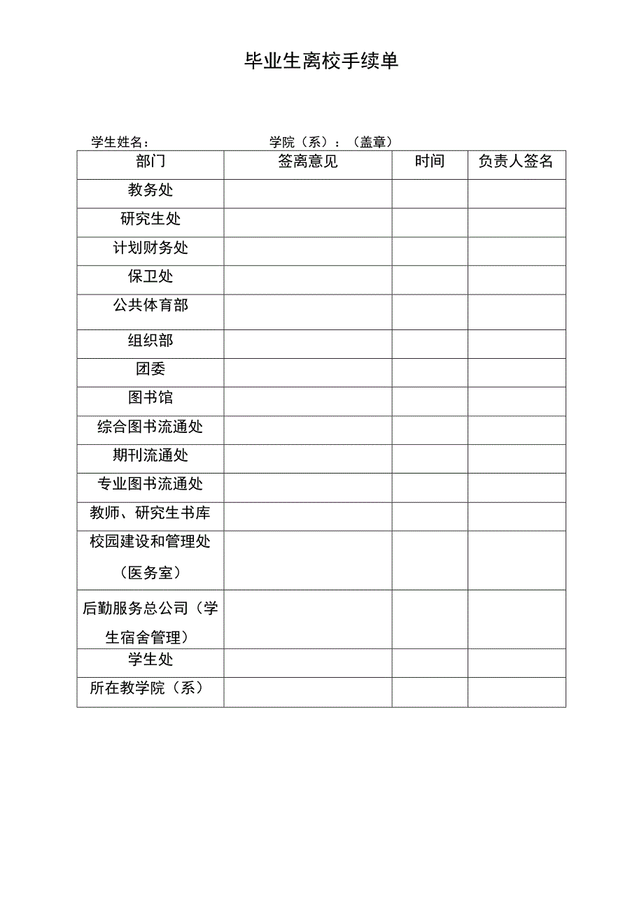 毕 业 生 离 校 手 续 单.docx_第1页