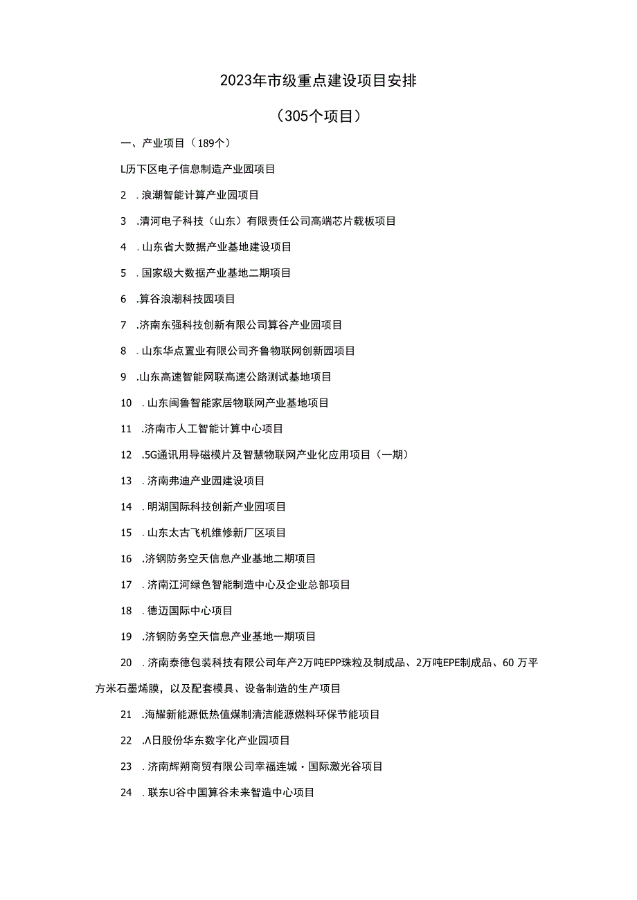 济南市2023年市级重点建设项目安排.docx_第1页