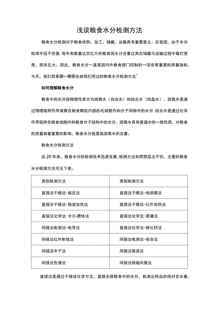 浅谈粮食水分检测方法.docx_第1页