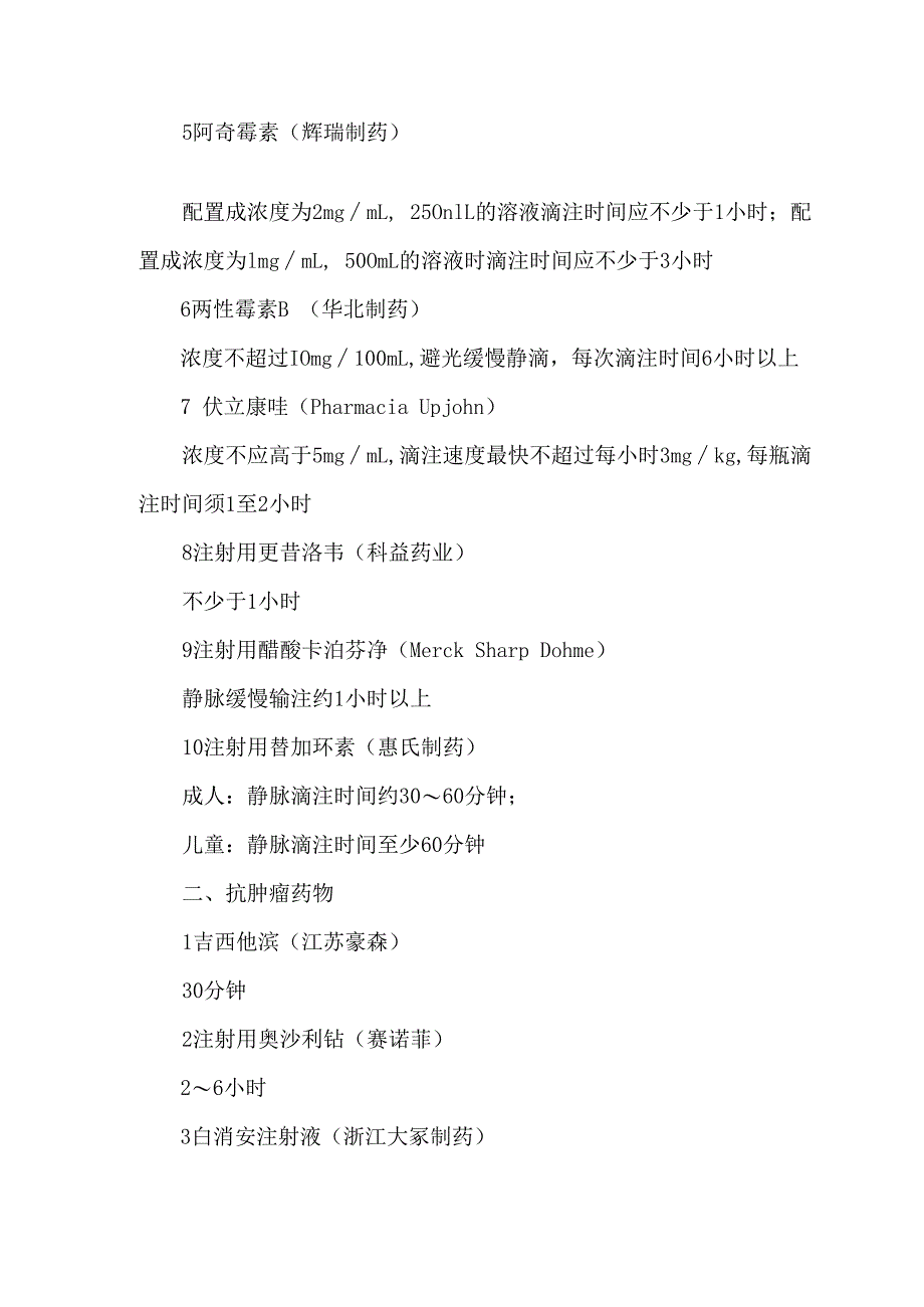 注射剂药物输注时间滴速要求汇总2023.docx_第2页