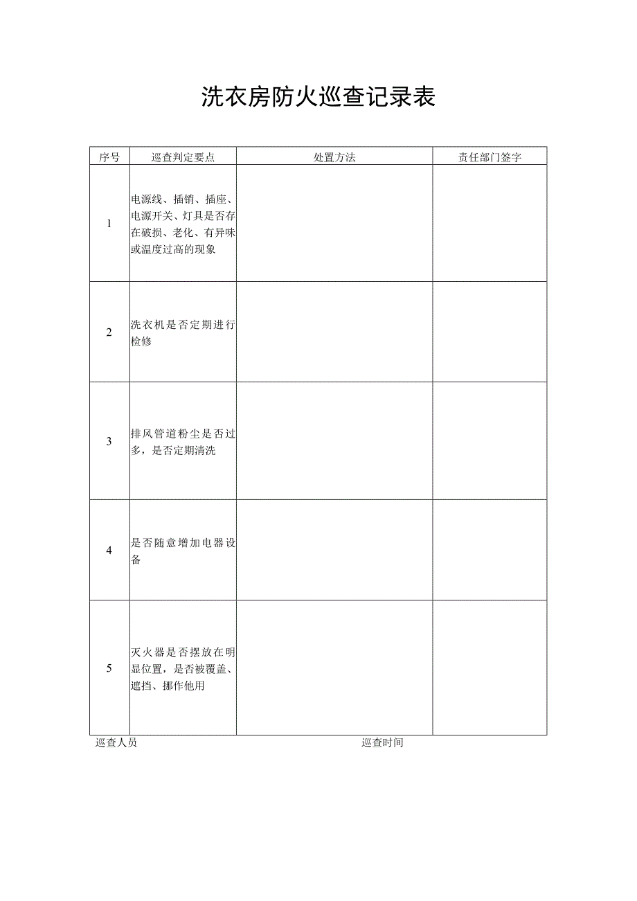 洗衣房防火巡查记录表.docx_第1页