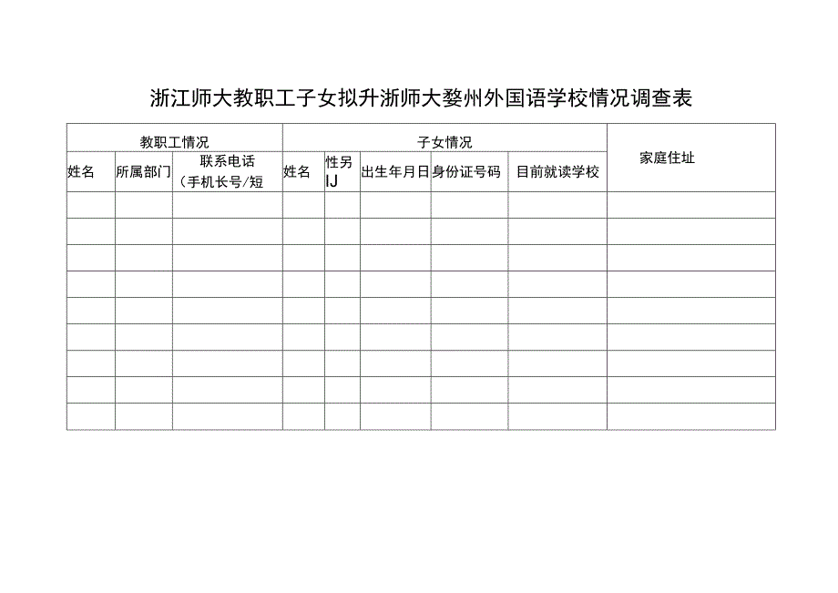 浙江师大教职工子女拟升浙师大婺州外国语学校情况调查表.docx_第1页