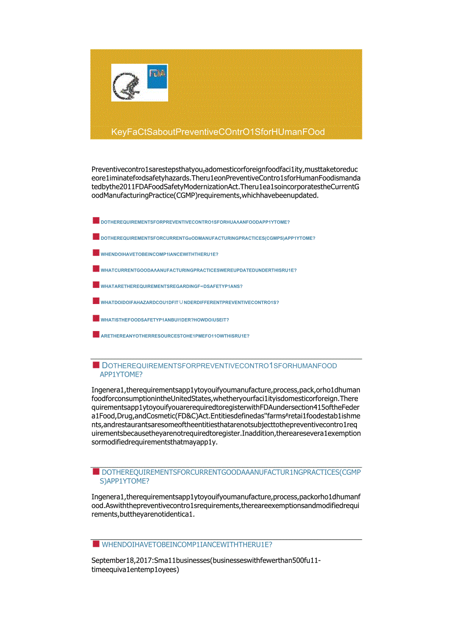 FDA有关117法规的一些问题解答Key Facts about Preventive Controls for Human Food.docx_第1页