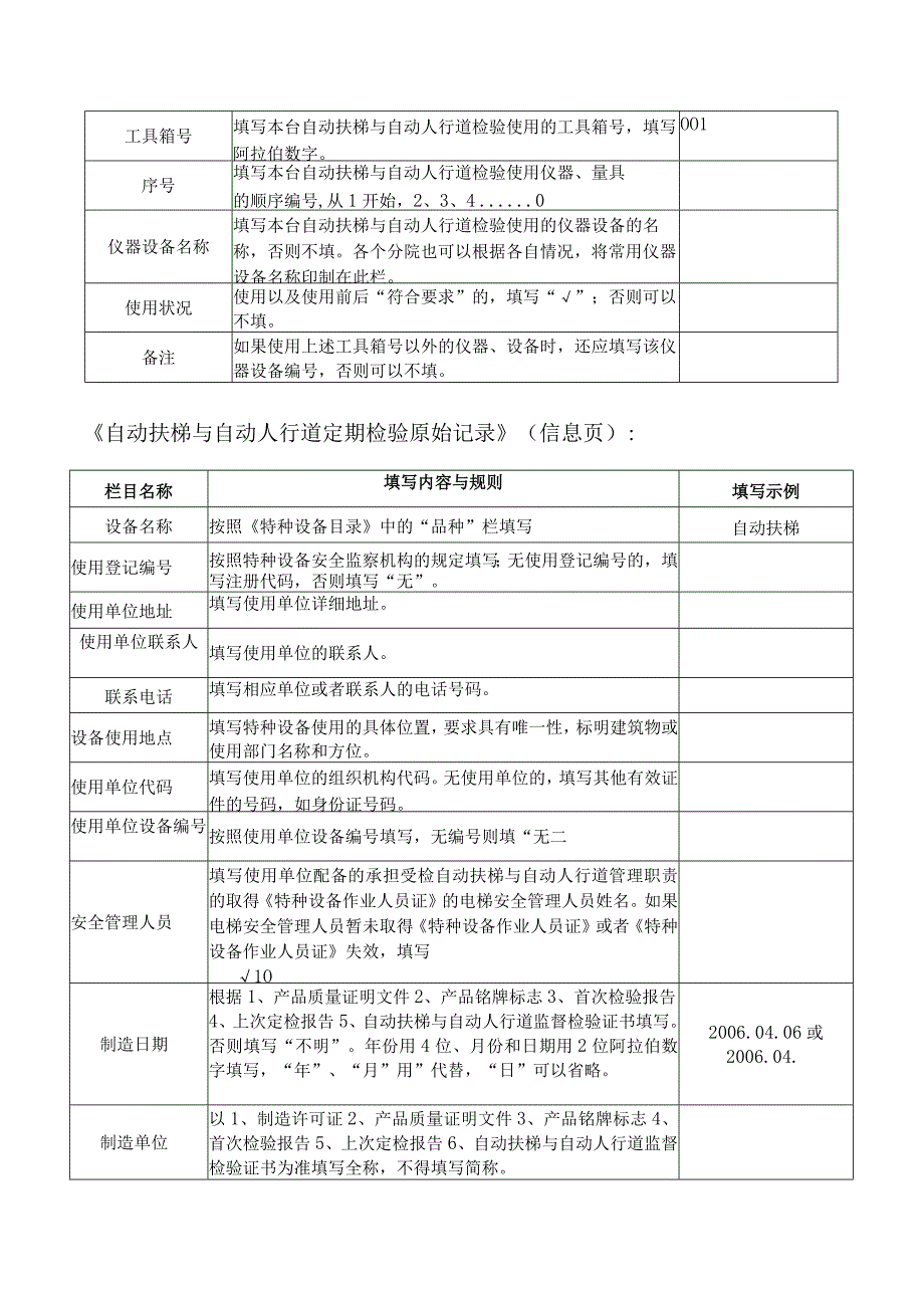 JSZB／TZYJDT0208自动扶梯与自动人行道定期检验原始记录填写规则表.docx_第3页