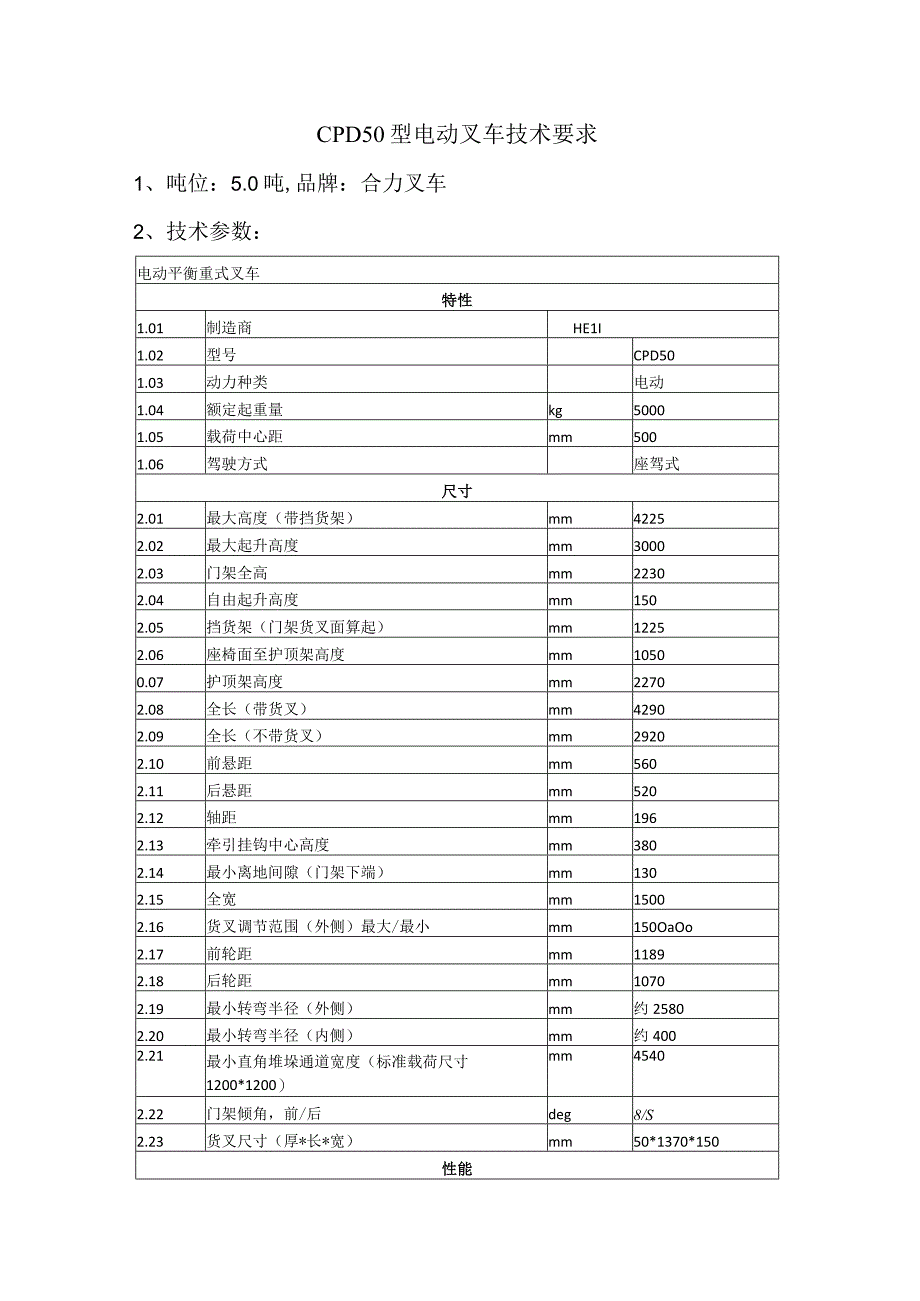 CPD50型电动叉车技术要求.docx_第1页