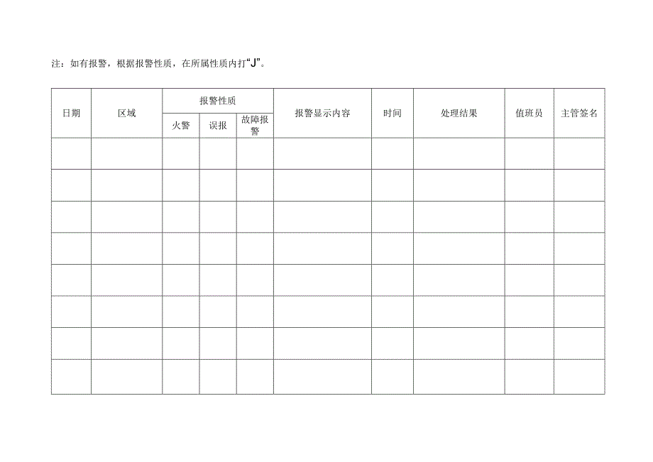 消防控制器报警记录表.docx_第1页