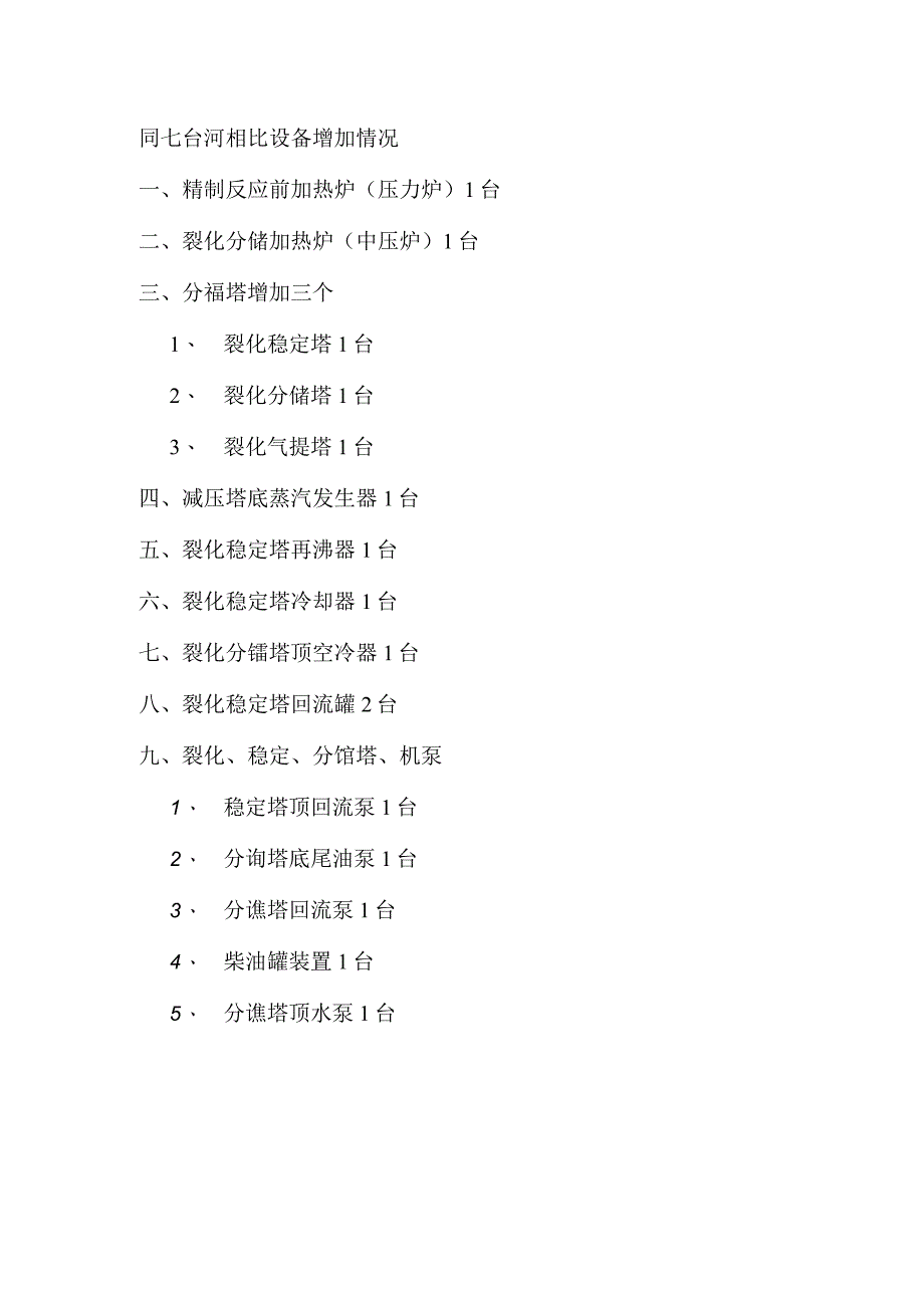 煤焦油加氢设备增加情况.docx_第1页