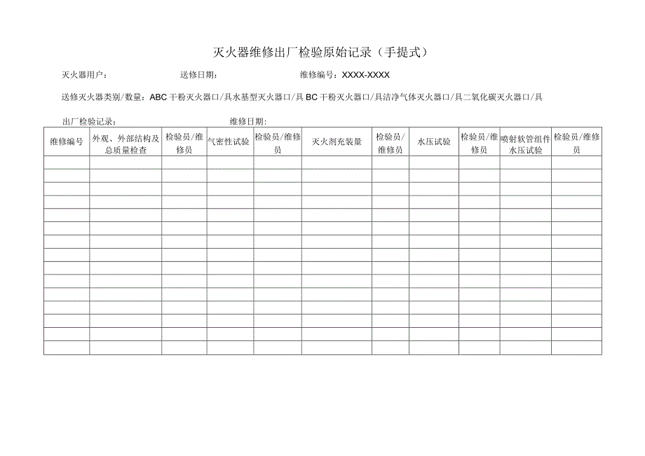 灭火器维修进出厂检验原始记录（手提式）.docx_第1页