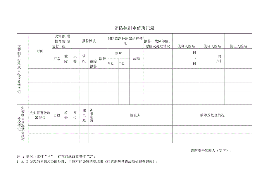 消防控制室值班记录.docx_第1页