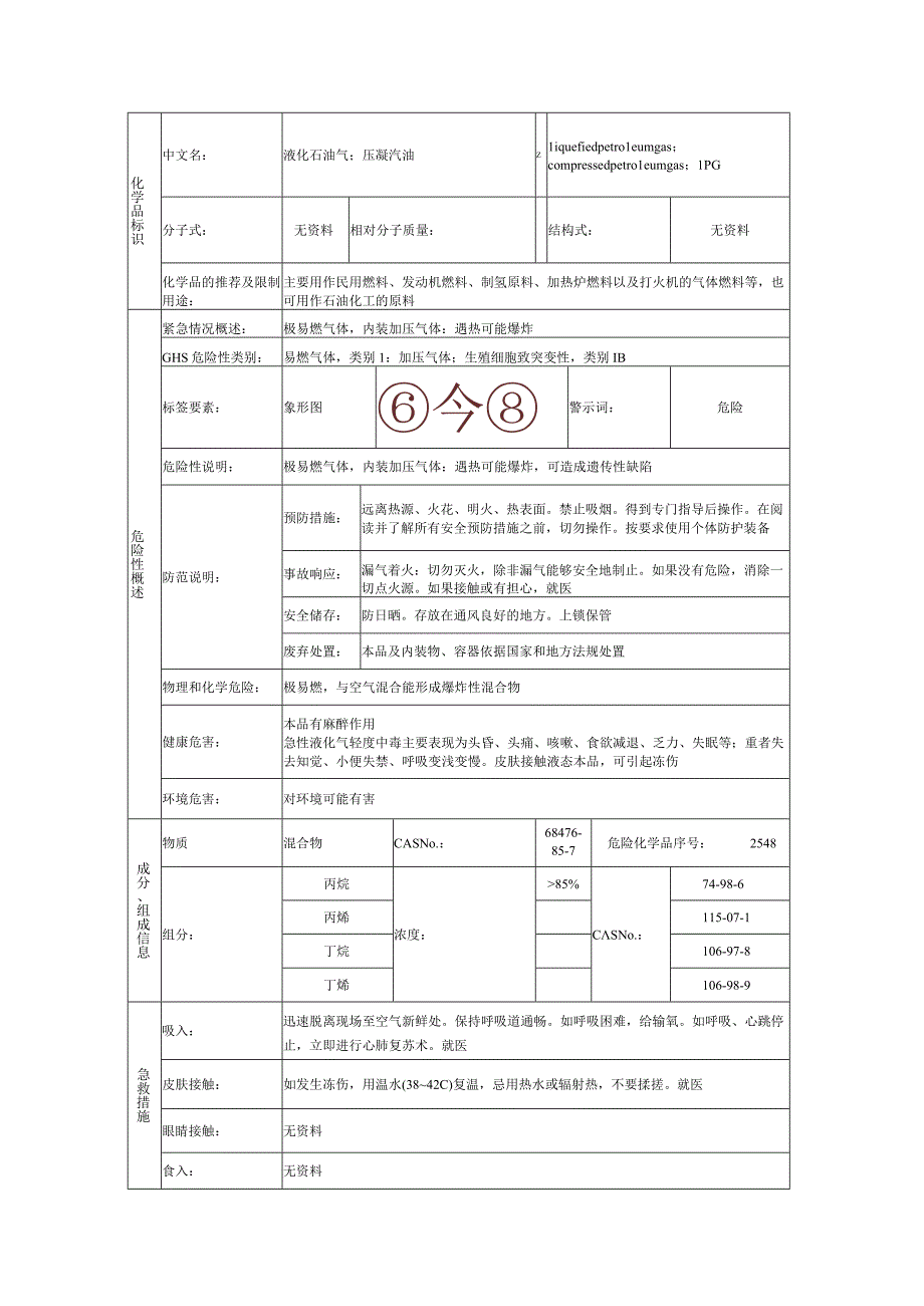 液化石油气的安全技术说明书.docx_第1页