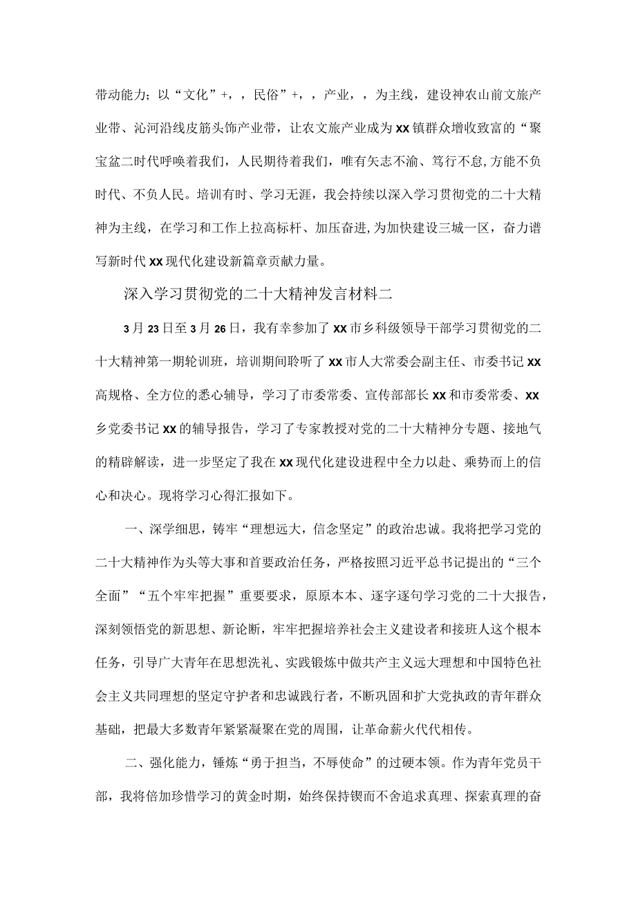 深入学习贯彻党的二十大精神发言材料2篇.docx_第3页