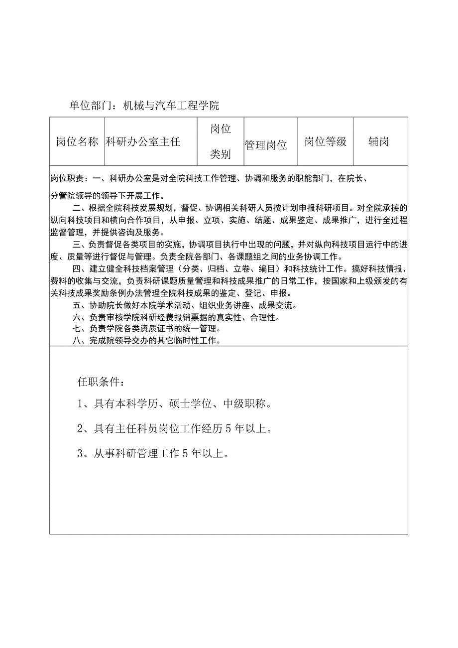 湖北文理学院岗位说明书.docx_第1页