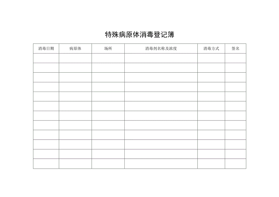 特殊病原体消毒登记簿(1).docx_第1页